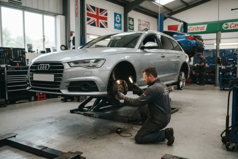 Vehicle maintenance inspection showing professional car care and routine checks