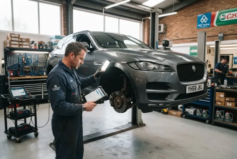 Vehicle repair costs being assessed at a professional UK garage